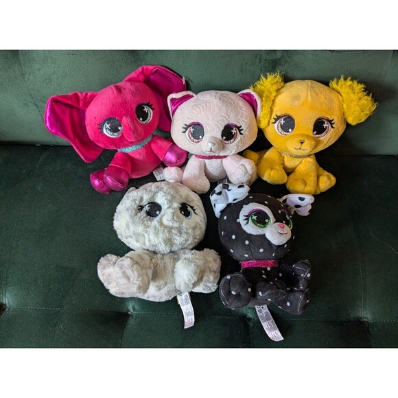 GUND P. Lushes Pets Lot of 5 Plush Dog Cat Elephant Leopard - Picture 1 of 12